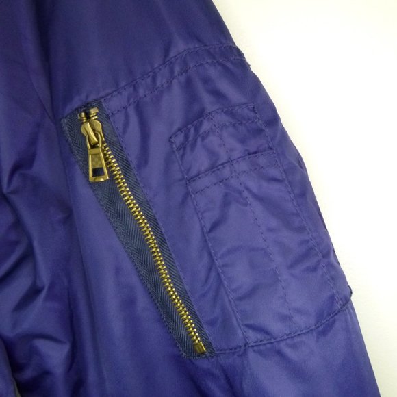 Vintage Bomber Flight Jacket XL Navy Mid Weight Full Zip Removable USA Patch - Picture 4 of 10